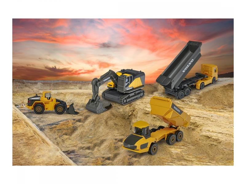 Majorette Baustellenfahrzeug Volvo Construction 4er-Geschen Vier Baufahrzeuge zum Spielen und Sammeln