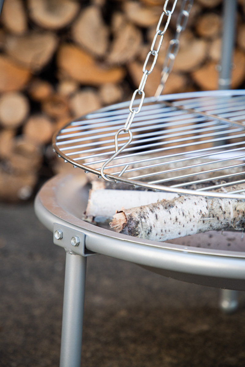 Vuurschaal driepoot Arne - met barbecue Zilver