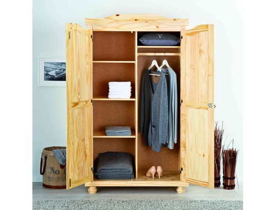 TERRE DE NUIT - Armoire 2 portes en bois massif chêne clair - ar12042