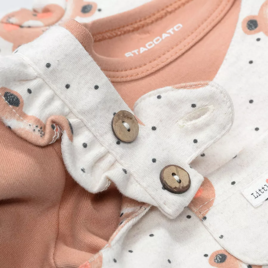 Staccato Strampler+Shirt beige melange gemustert