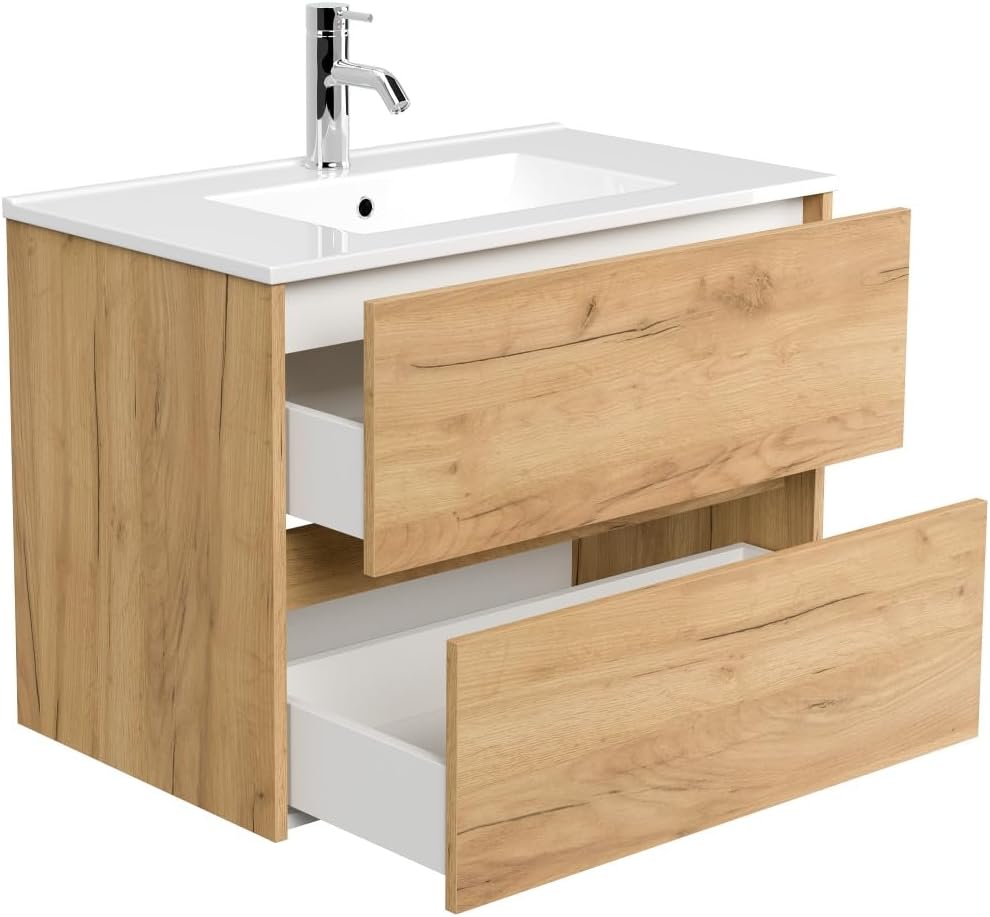 Magnolia Home Badmöbel Taifun & Waschtisch 80cm 2 Greifraum SoftClose Auszüge