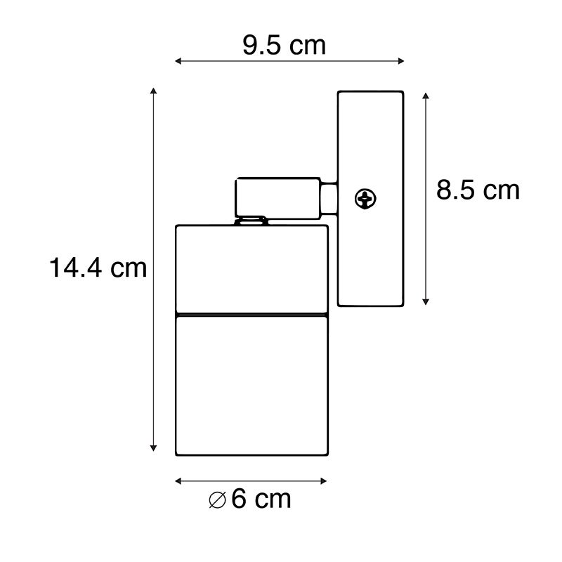 Buitenwandlamp, zwart, verstelbaar, IP44 - Solo