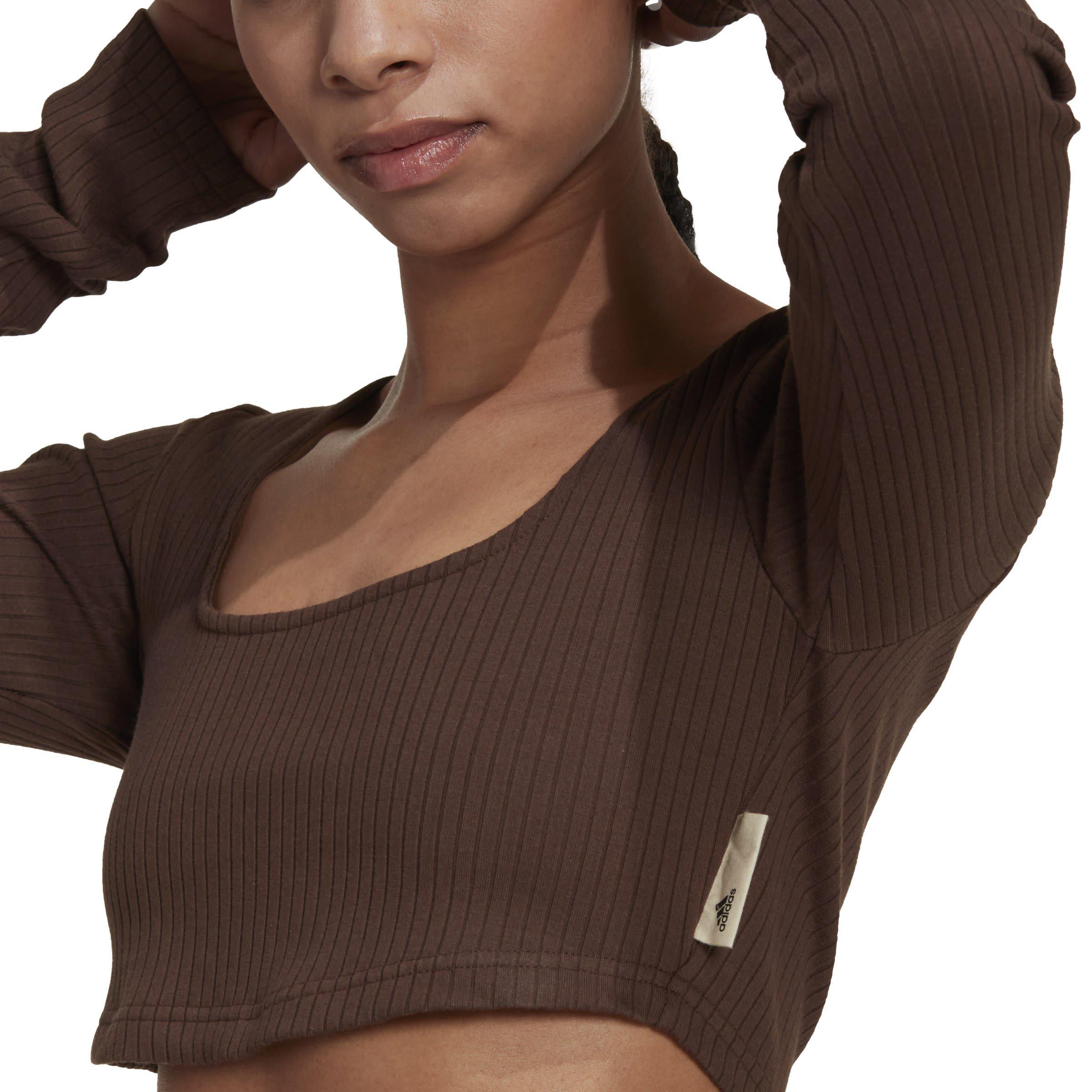 adidas Long Sleeve Rib Knit Crop Top