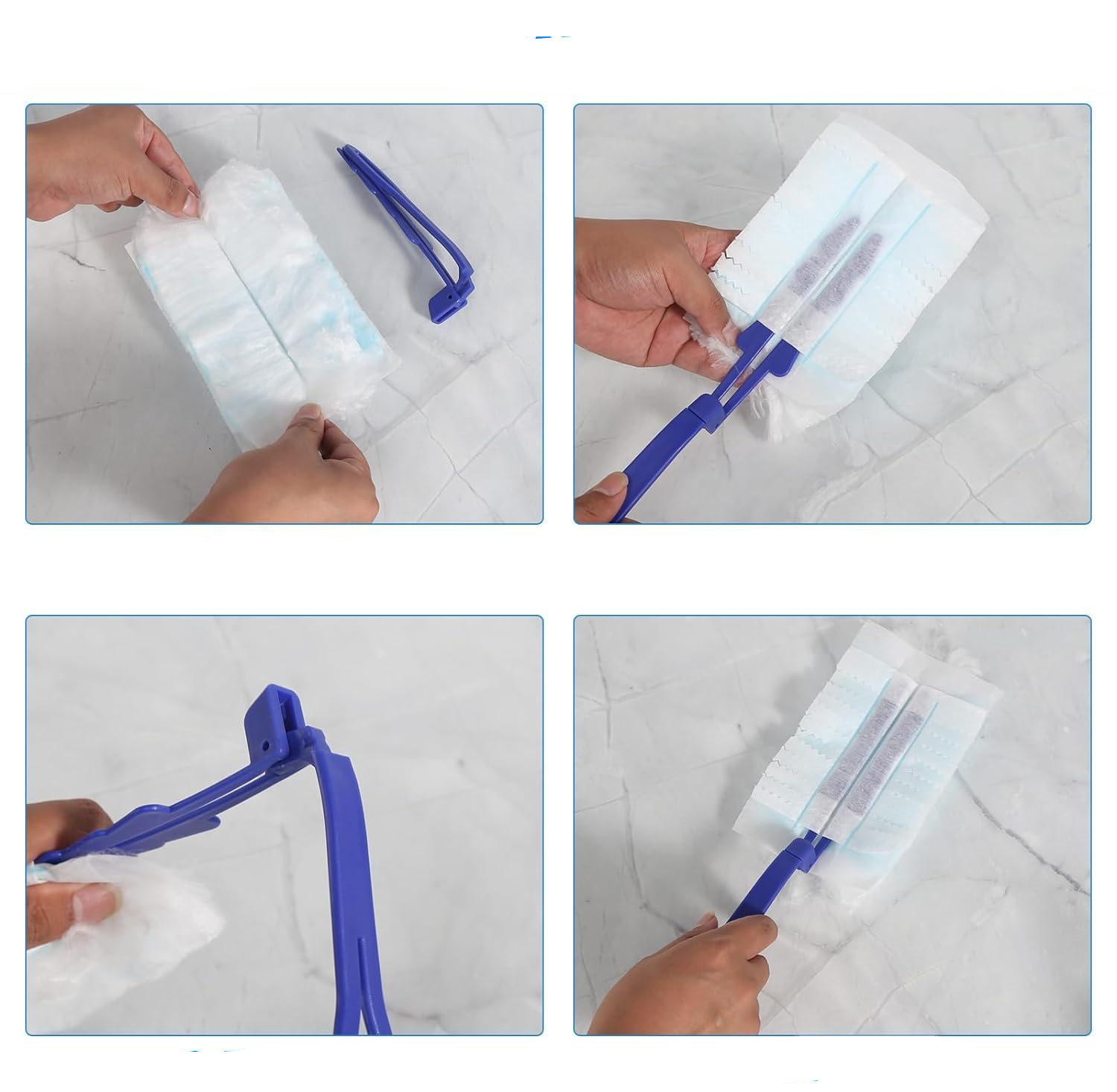 (42-tlg. Set) Staubmagnet Starterkit Staubwedel mit Teleskopstiel Universal Reinigungsbürste inkl. Ersatztücher - Blau