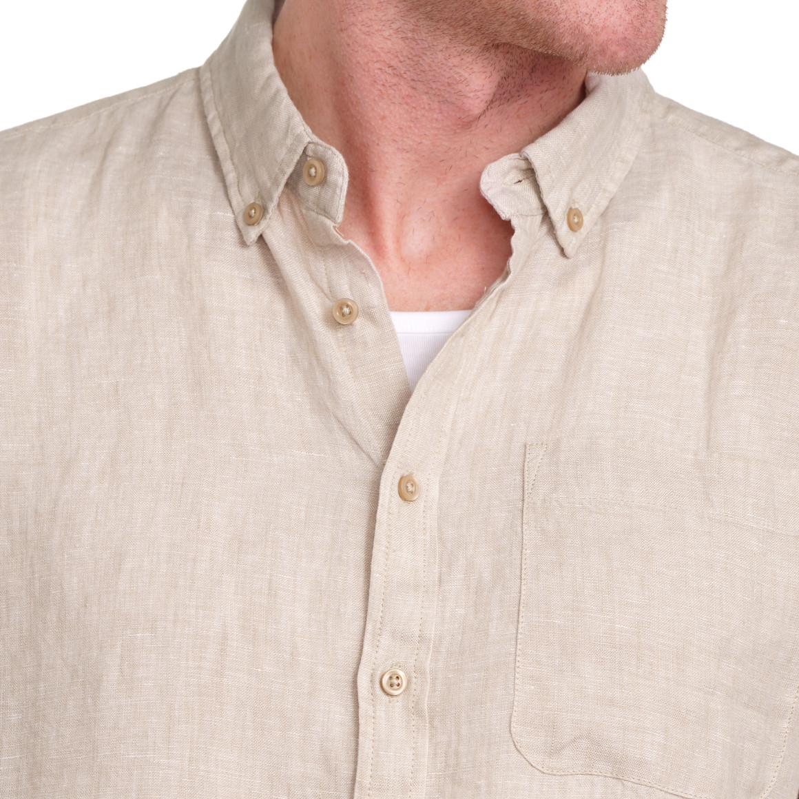 Herren Leinen-Hemd mit kurzen Ärmeln beige