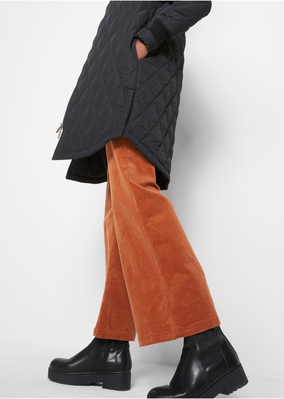 Manteau matelassé avec col en maille, légèrement rembourré