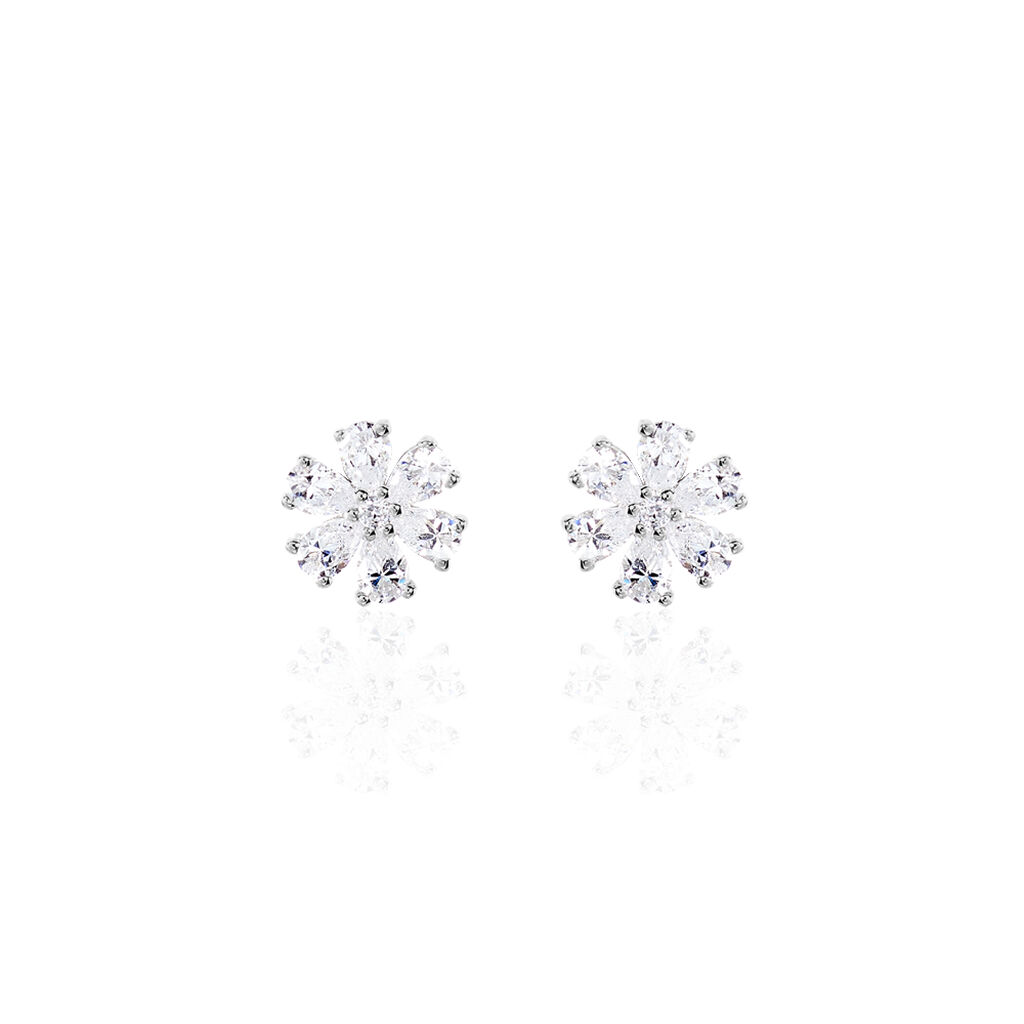 Boucles D'oreilles Puces Maelane Or Blanc Oxyde De Zirconium