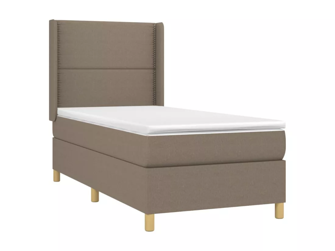 Sommier tapissier avec matelas et LED Taupe 90x190 cm Tissu