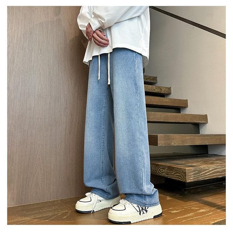 Tiaota - Gewassen losse jeans met trekkoord in de taille