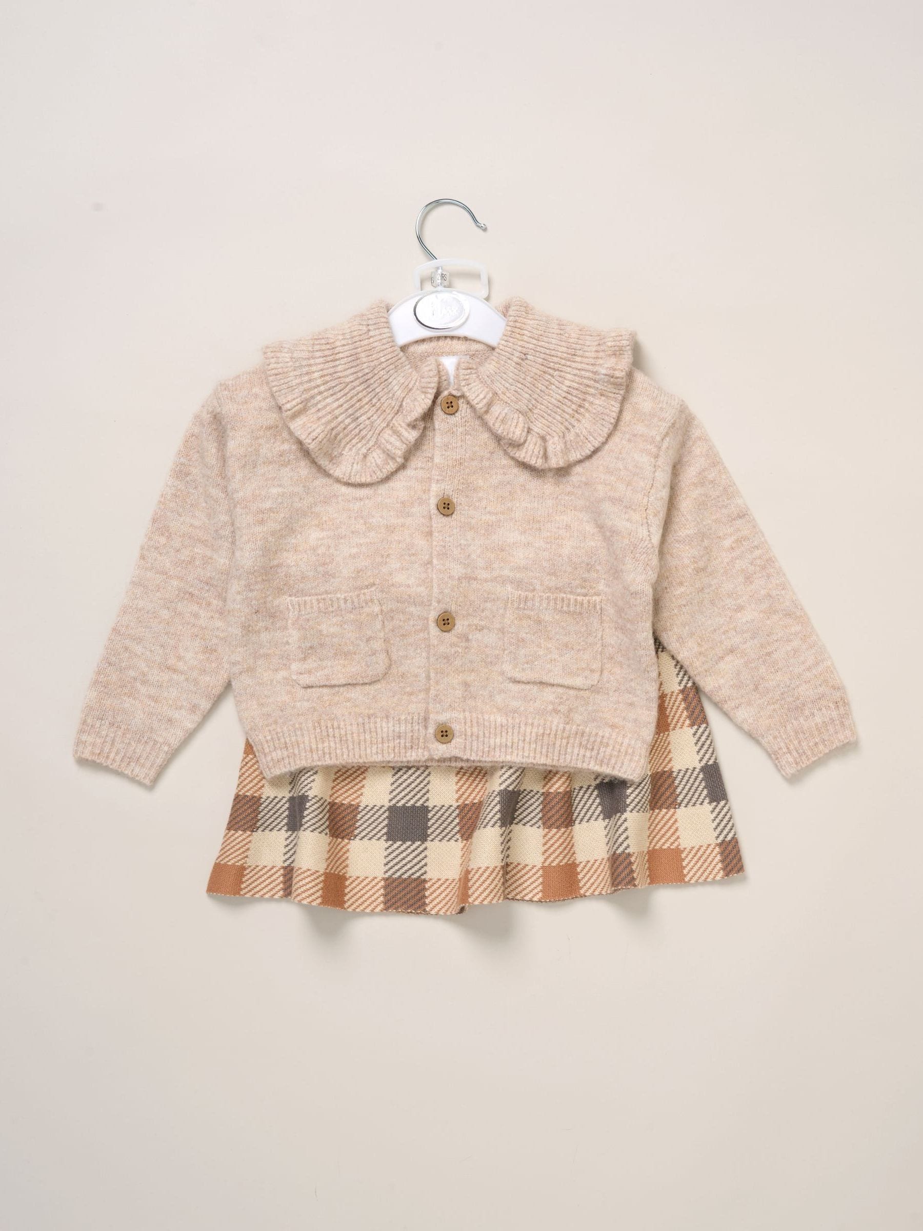 Miss Brown True Knit Cardigan and Check Skirt Set