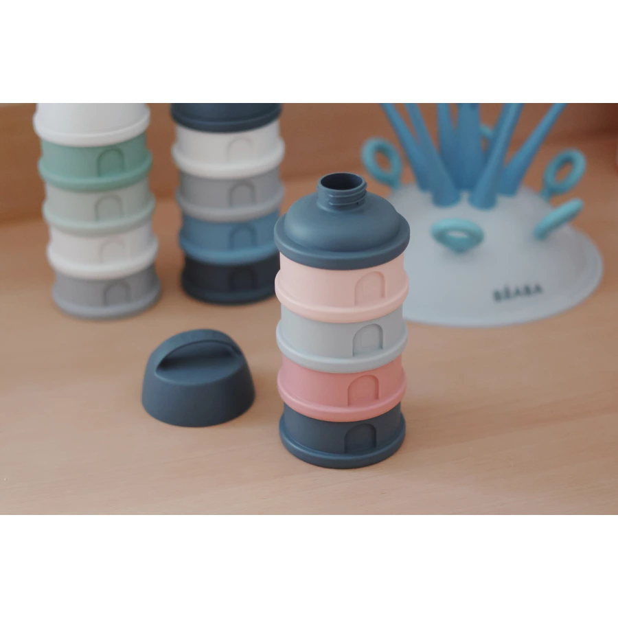 BEABA® Milchpulver-Dosierbox 4 stapelbaren Fächern 330 ml, Mineral graublau