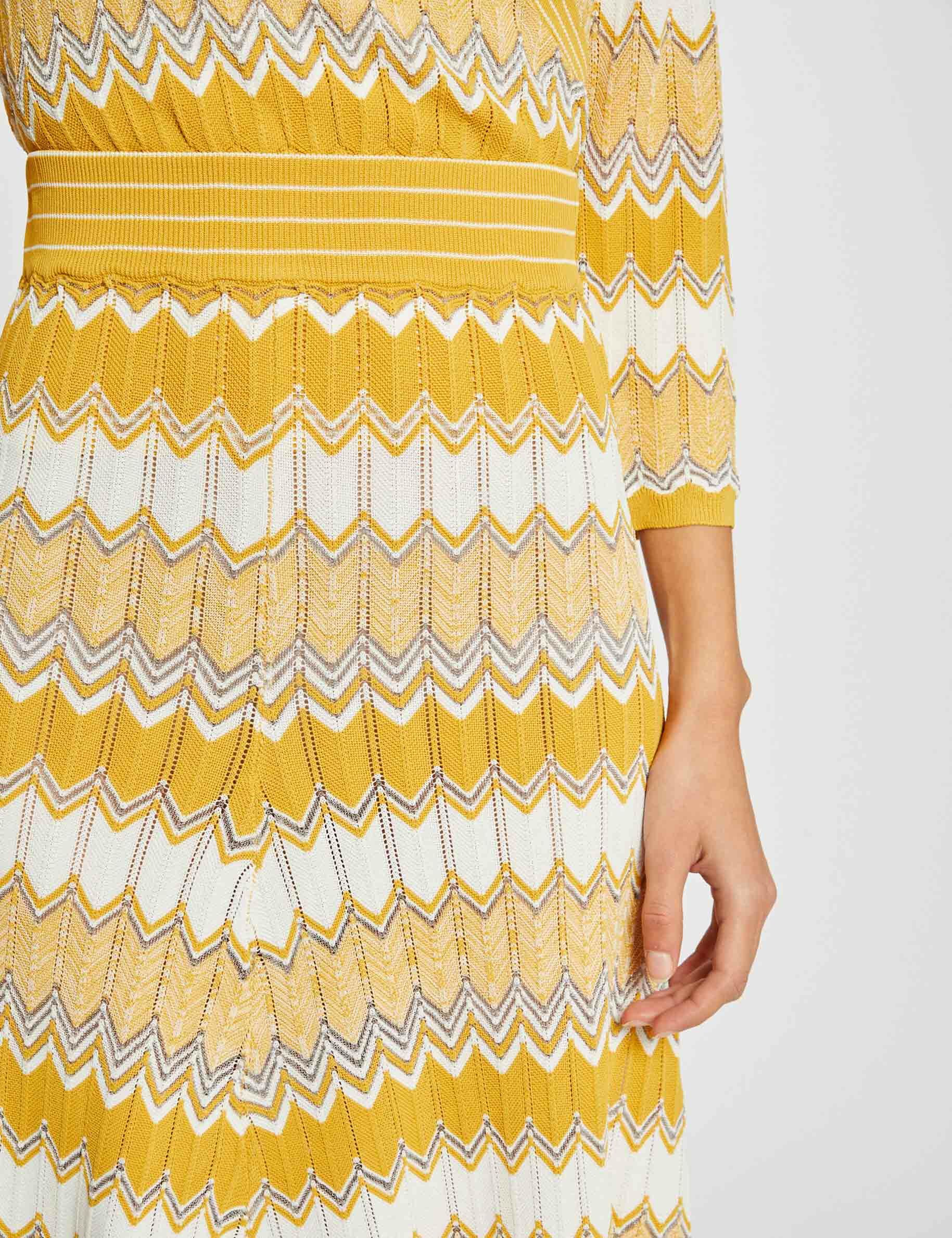 Jupe midi droite tricotée à rayures jaune femme - jaune