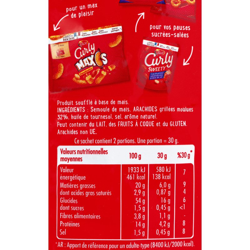 Soufflés de mais Curly Vico - Sachet de 60 g