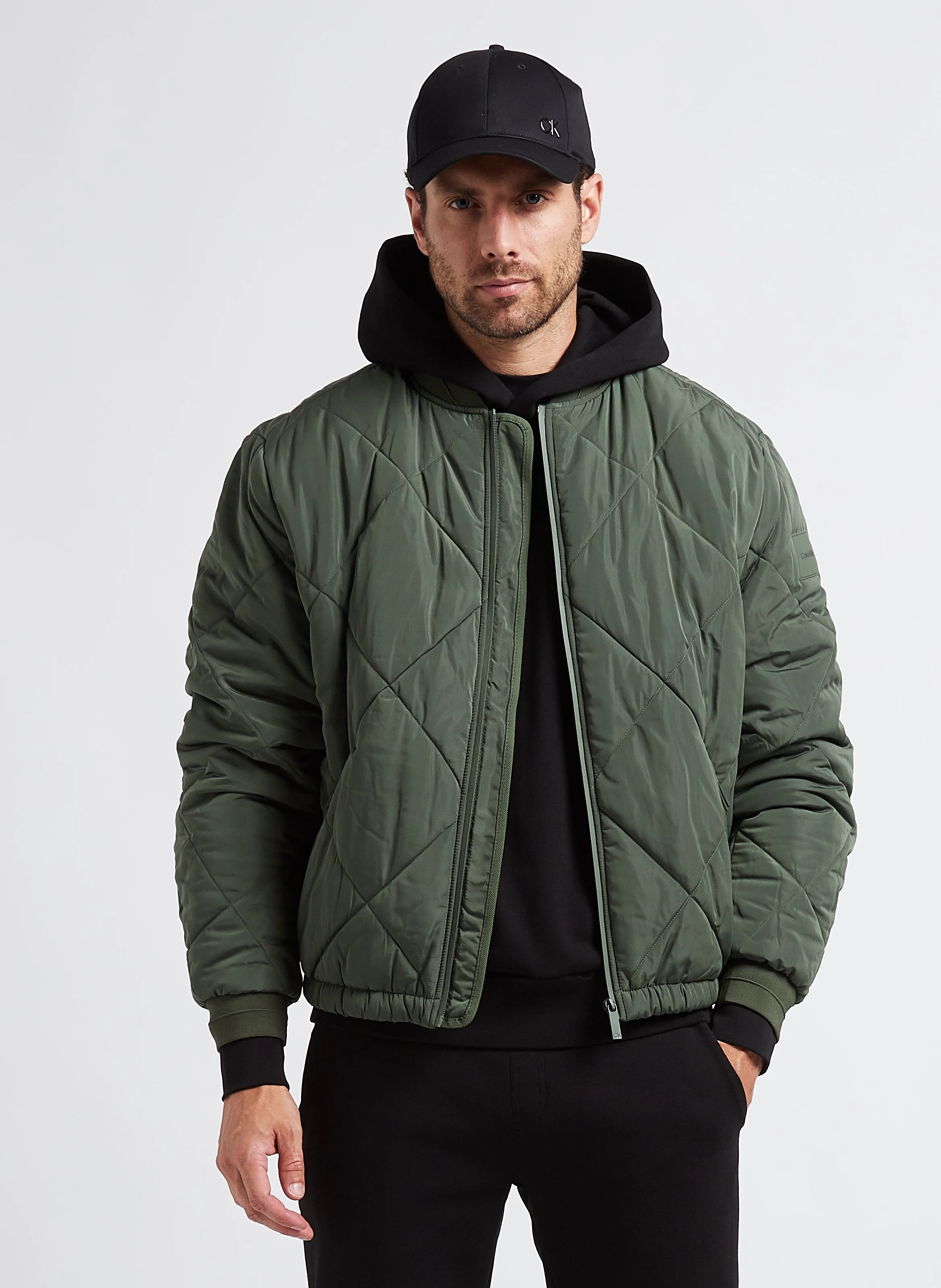 Veste col rond matelassée | Vert