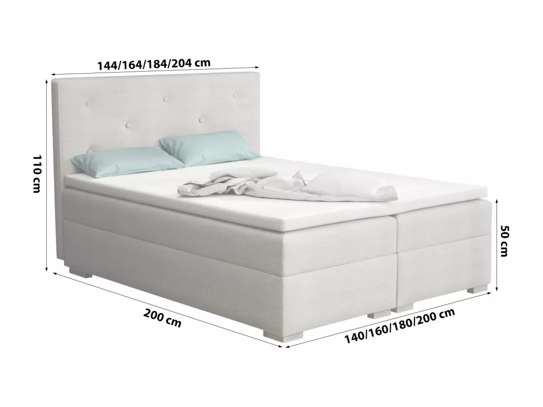 LIT BOXSPRING avec surmatelas Holta 160x200 cm, Orinoco 21 (Gris clair)