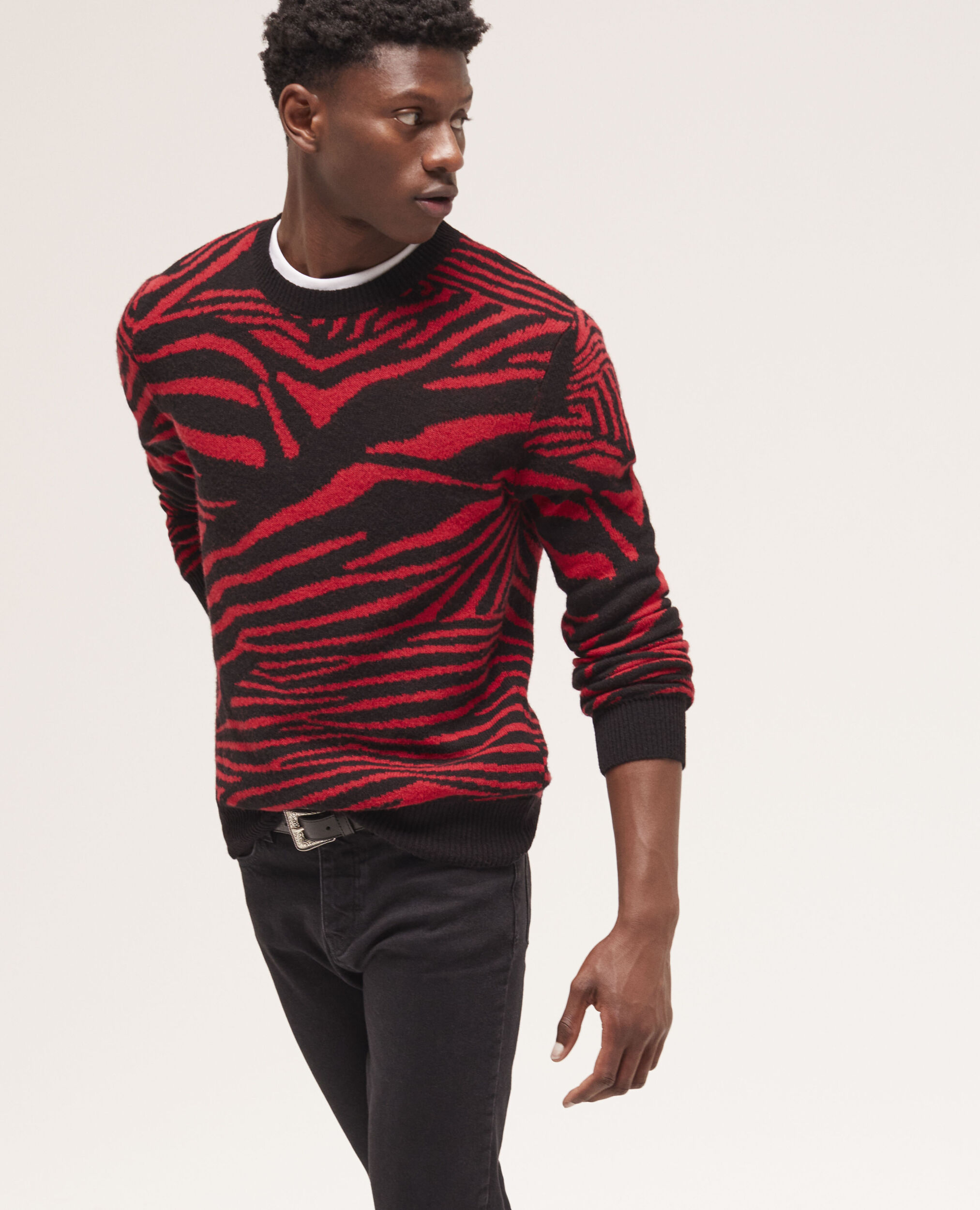 Pull en laine imprimé rouge