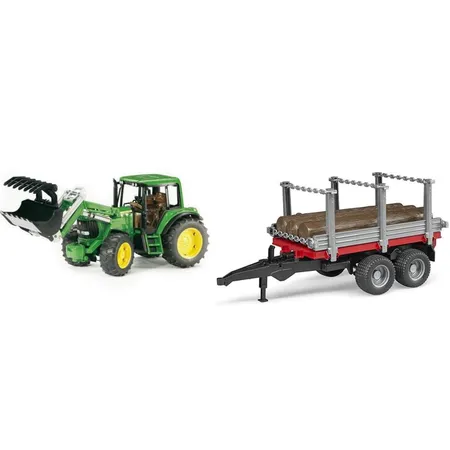 BRUDER® 1142 SET John Deere 6920 mit Frotnlader + Holz Anhänger 02213