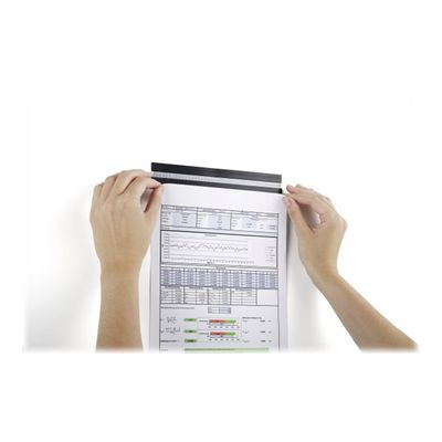 Durable Durafix - 5 Barres d'affichage adhésives 210 mm - noir - pour documents A4 portrait ou A5 paysage