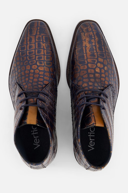 Vertice Croco Veterschoenen cognac Leer