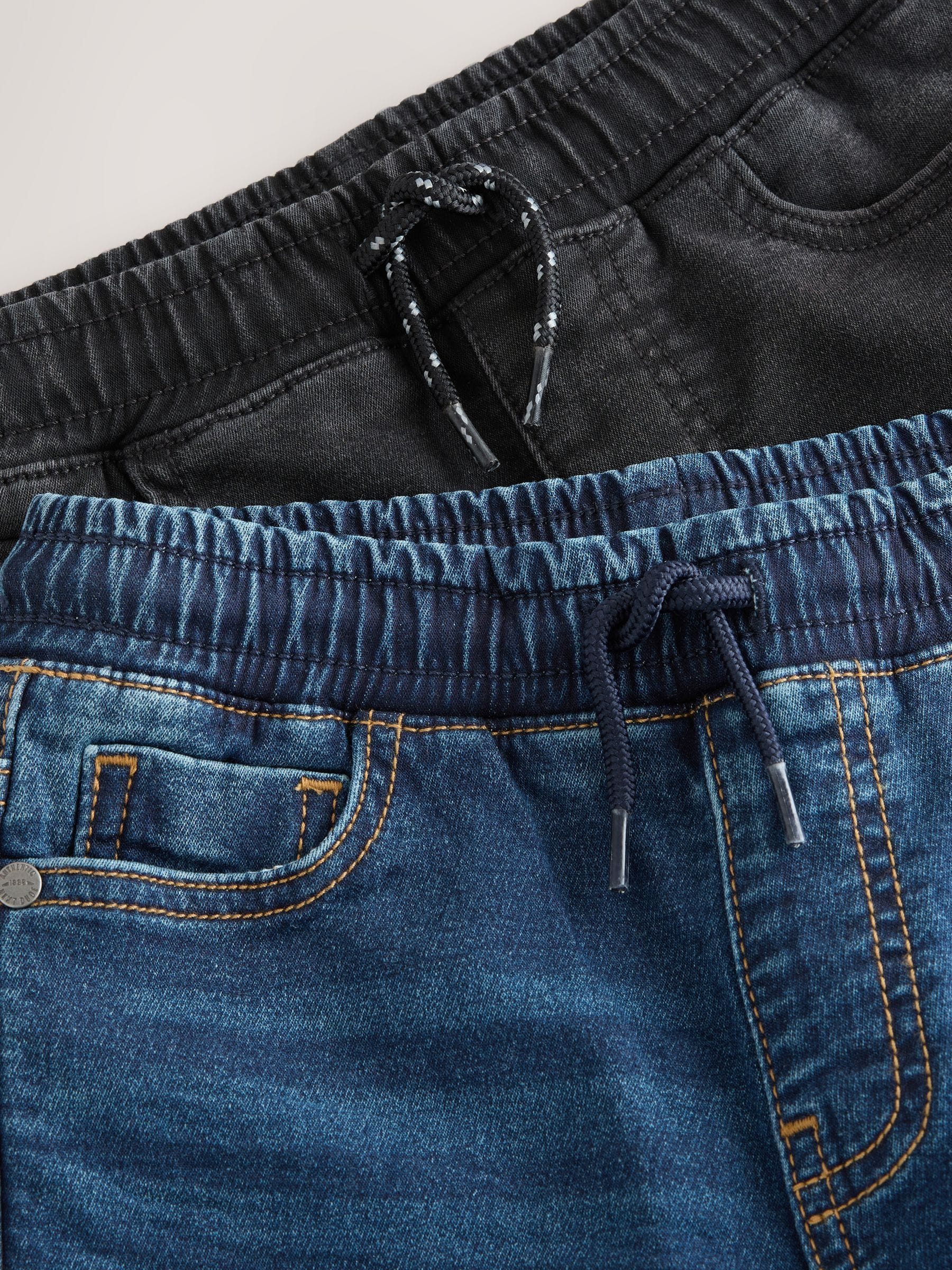 Zwart/marineblauw - Stretch Elasticated Waist Jeans 2 Pack (3-16yrs)