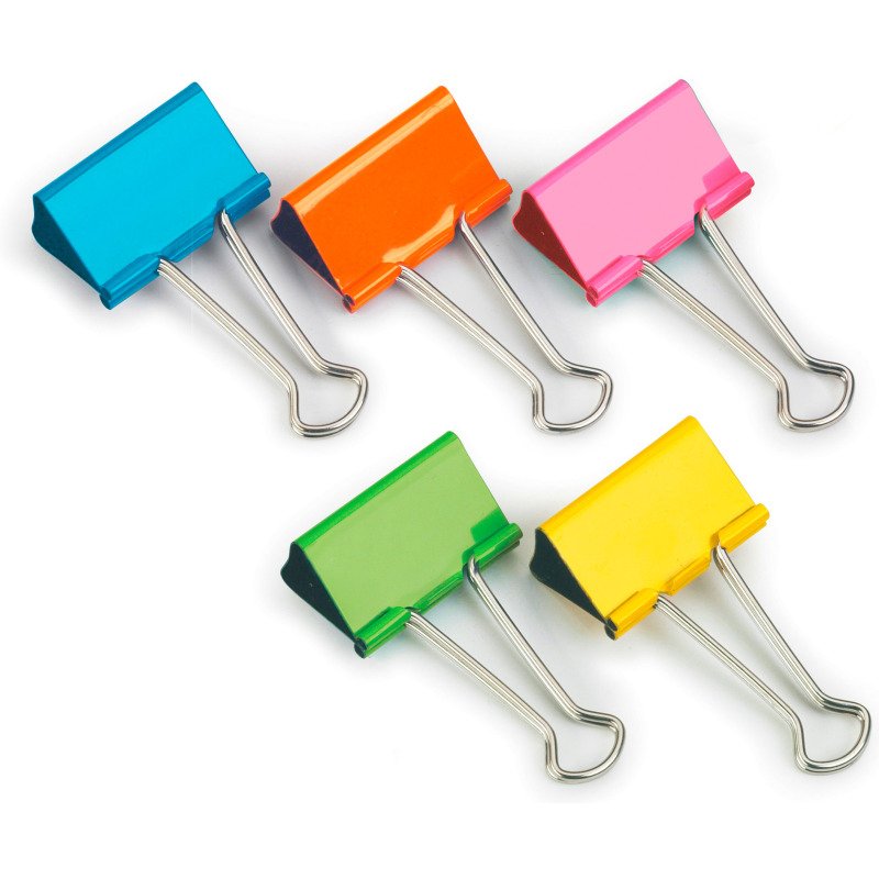 Pinces double clip 32 mm couleurs assorties - Boite de 10