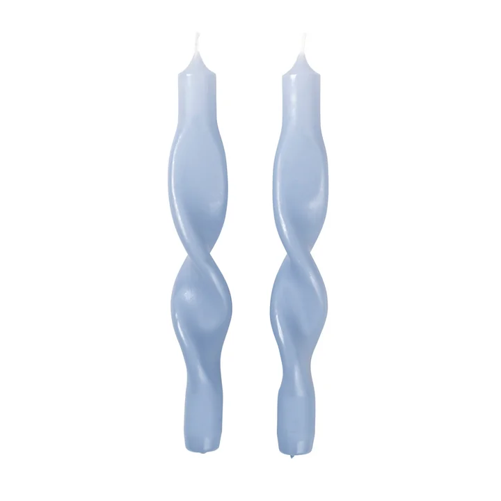Broste Copenhagen - Twist Kerzen, plain air light blue (2er-Set)