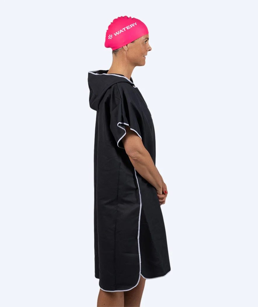 Watery badeponcho til voksne - Microfiber - Sort