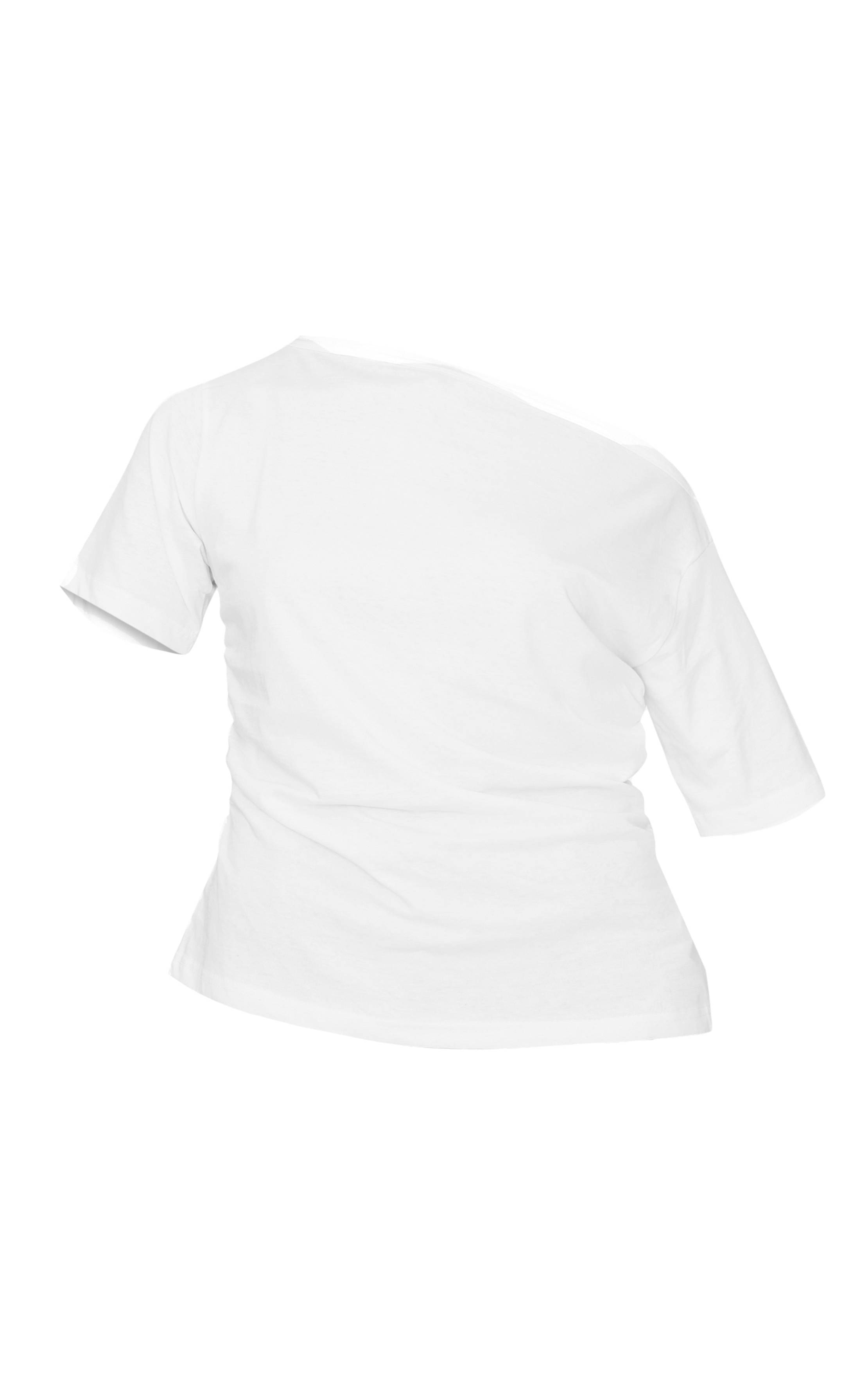 Blanc T-shirt À Détail Froncé Asymétrique Sur Le Côté