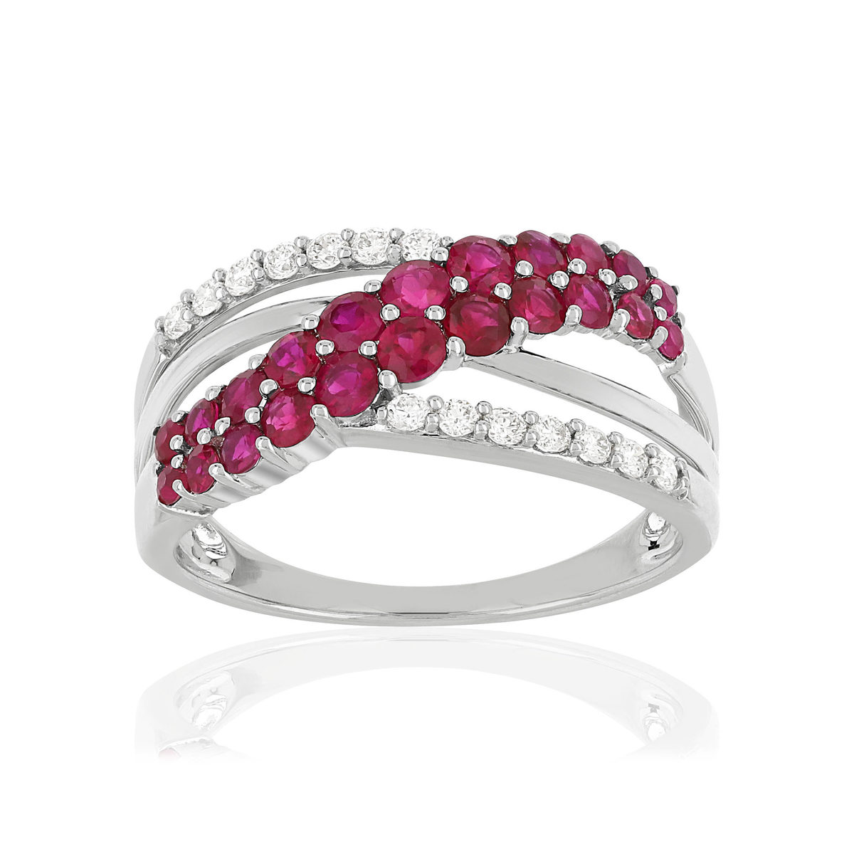 Bague MATY Or 750 blanc Rubis et Diamants