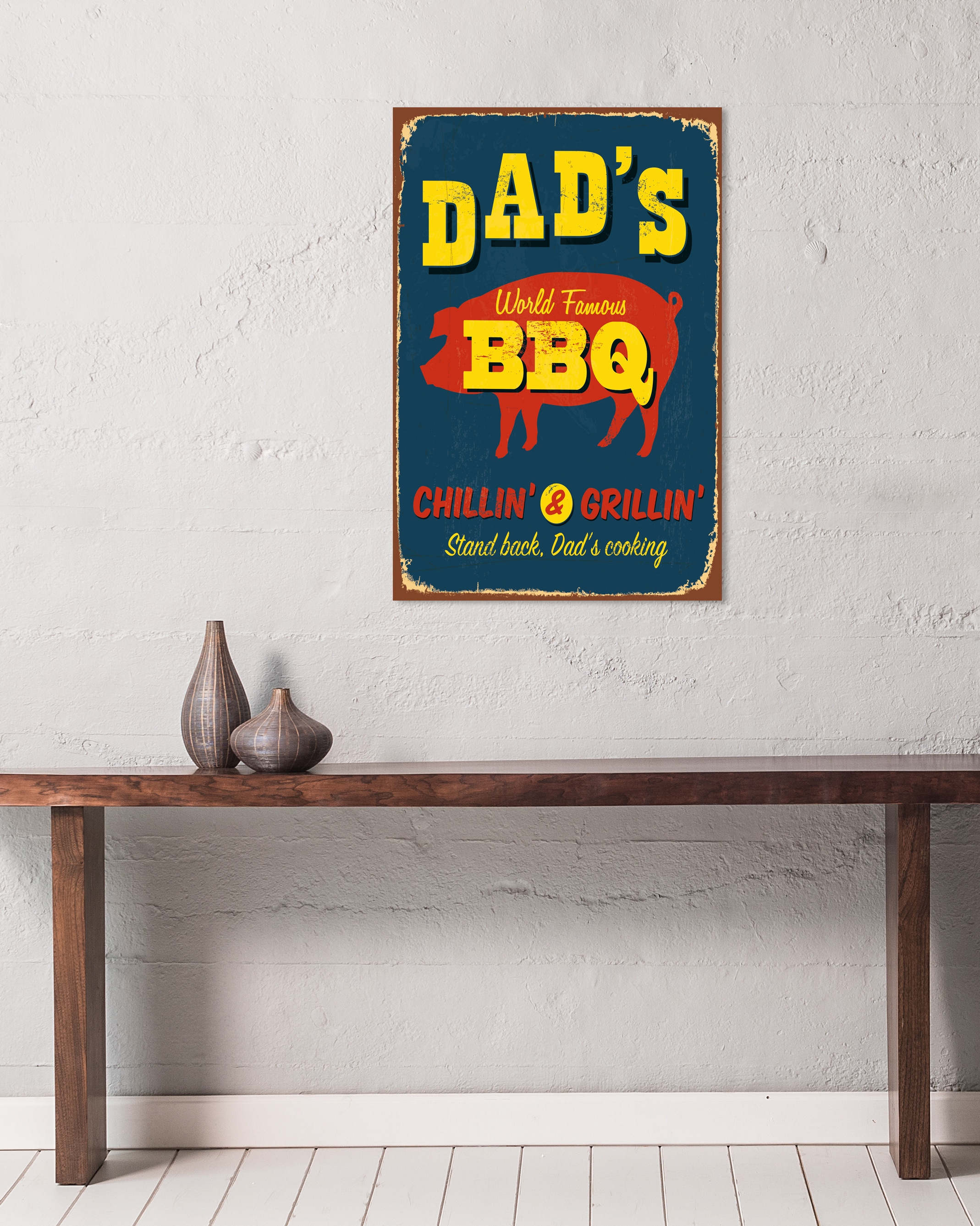 queence Metallbild »DAD'S BBQ« Getränke | Schriftzug | Schriftzüge | Sprüche | Sprüche & Texte | Tiere Stahlschild, Blechschild, Sprüche, Texte, witzig, Bier, Grill
