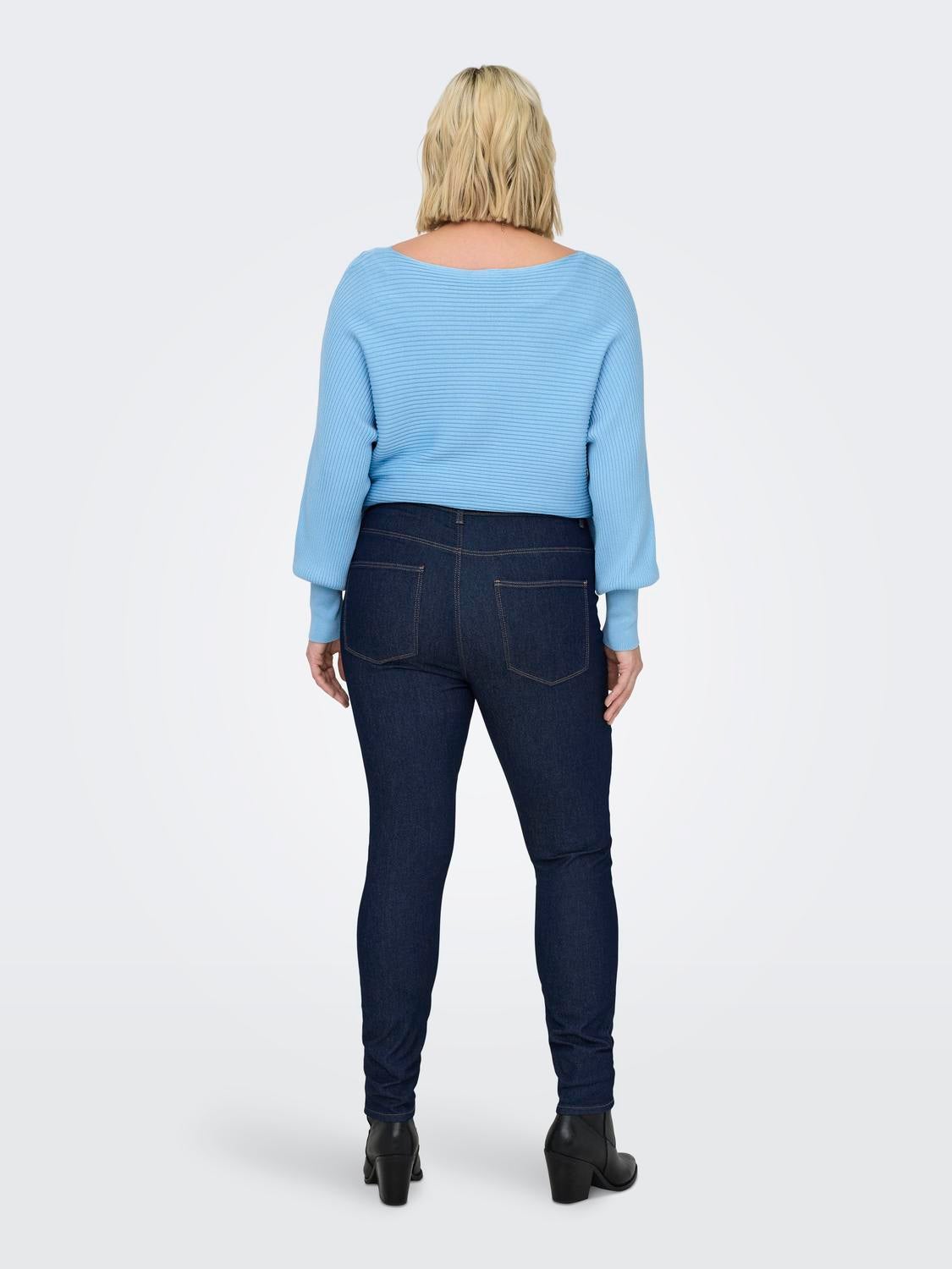 CARMILA-IRIS Hohe Taille Skinny Fit Jeans Dark Blue Denim