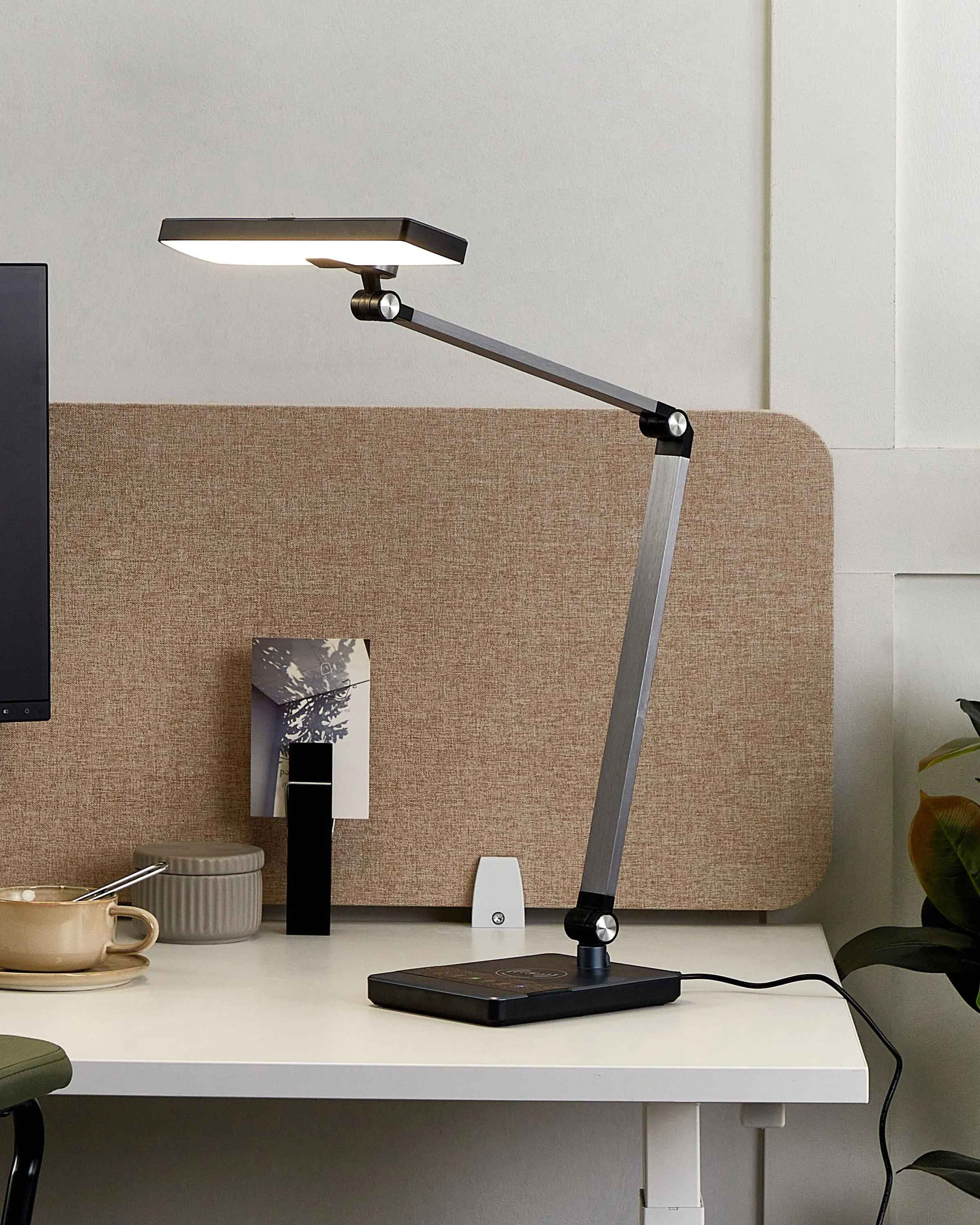 LED bureaulamp LACERTA met draadloze oplader Metaal Zwart