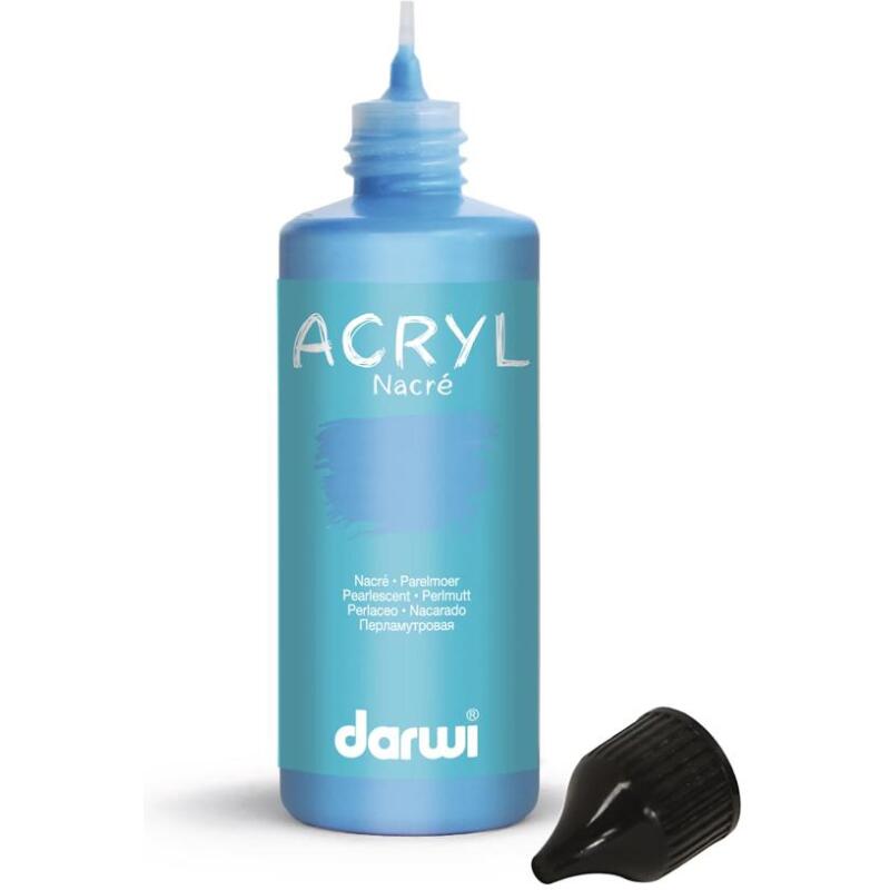 Darwi Flacon de 80 ml de Peinture Acrylique Universelle Nacrée - Bleu nacré