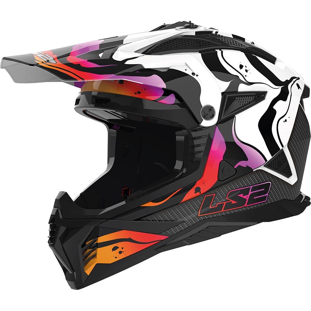 LS2 - Casque MX708 Fast II Wash Noir / Blanc / Orange / Brillant