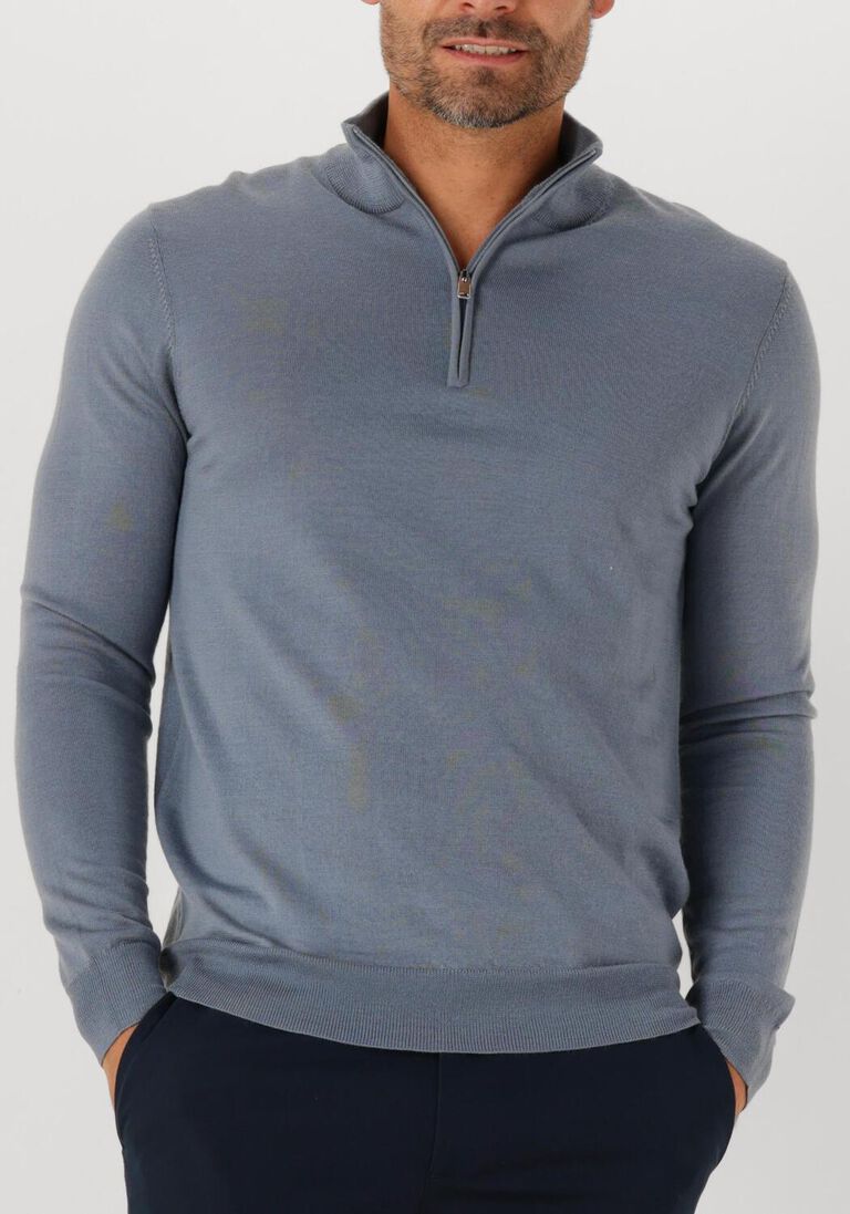 donkerblauwe profuomo trui pullover half zip merino