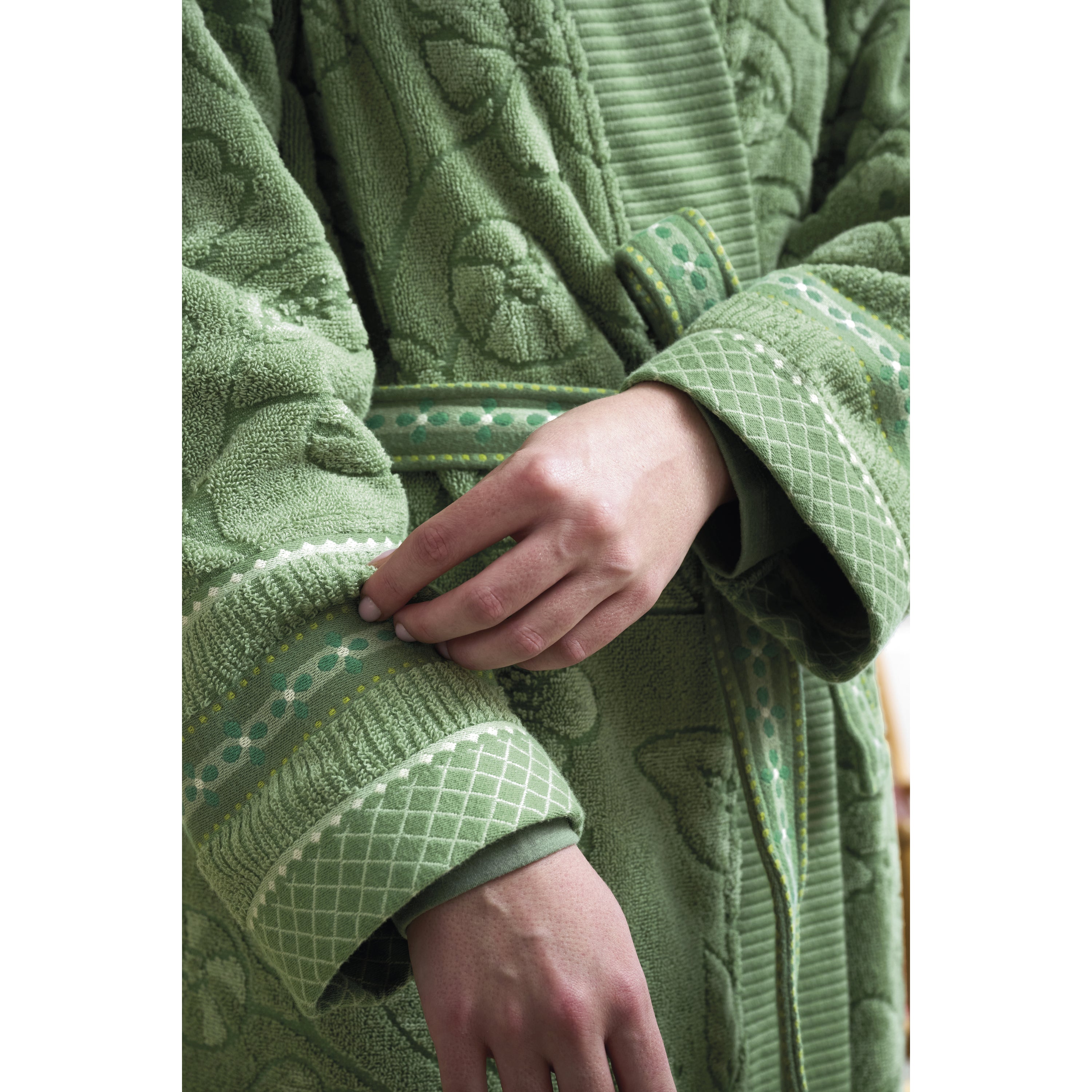 Pip Studio Jasmin Jacquard Badjas - Groen - XXL