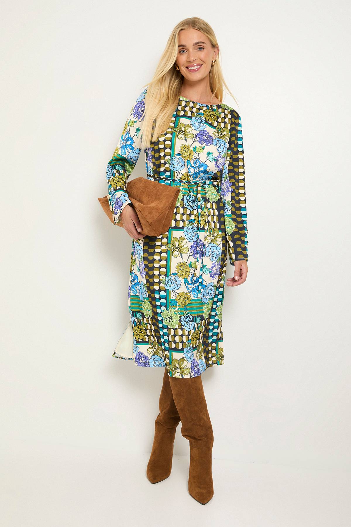 Wallis Robe Midi Droite À Patchwork Petite Taille