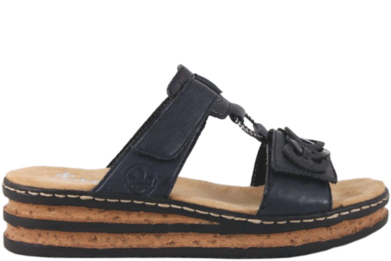 RIEKER NAVY BLÅ SLIPPERS I KUNSTSKIND