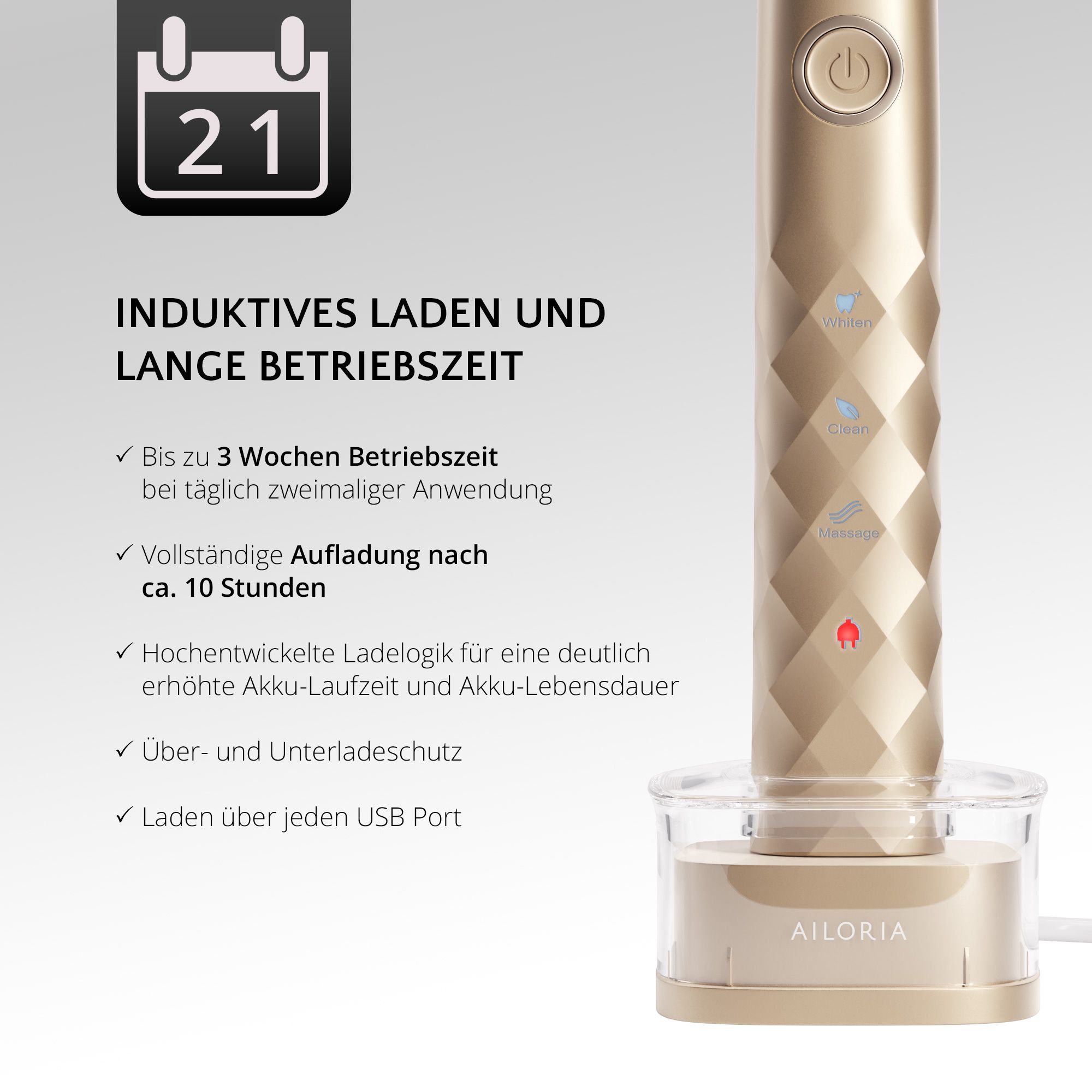 AILORIA SHINE BRIGHT SET USB-Schallzahnbürste Limited Edition