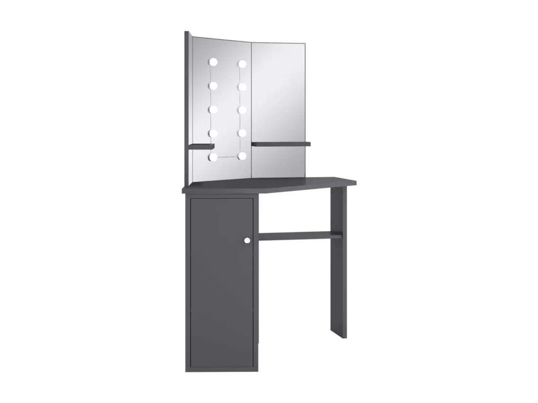 Coiffeuse d'angle avec LED Gris 111x54x141,5 cm