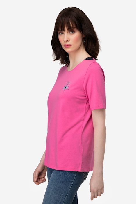 T-Shirt, U-Boot-Ausschnitt mit seitlichen Einsätzen, Halbarm