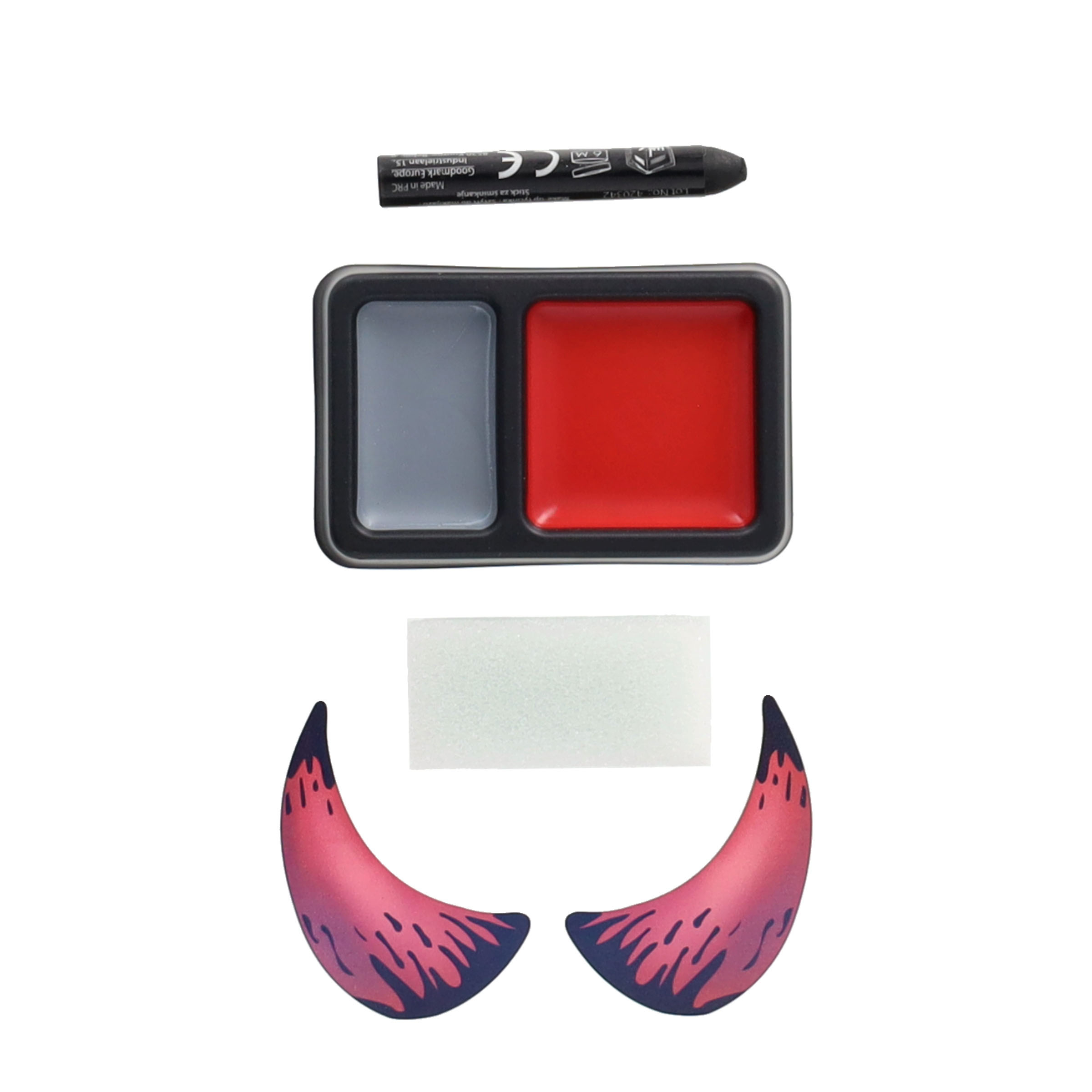 (5-tlg. Set) Make Up Kit Teufel Fett Farben Fasnacht Kostüm Zubehör Motto Party Gesichts Schminke Halloween Requisite (725.26809) - Rot