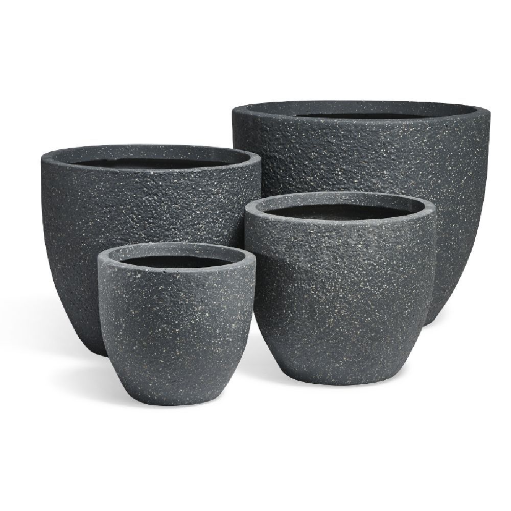 Cache pot fibre d'argile rond effet pierre noir Ø29 cm