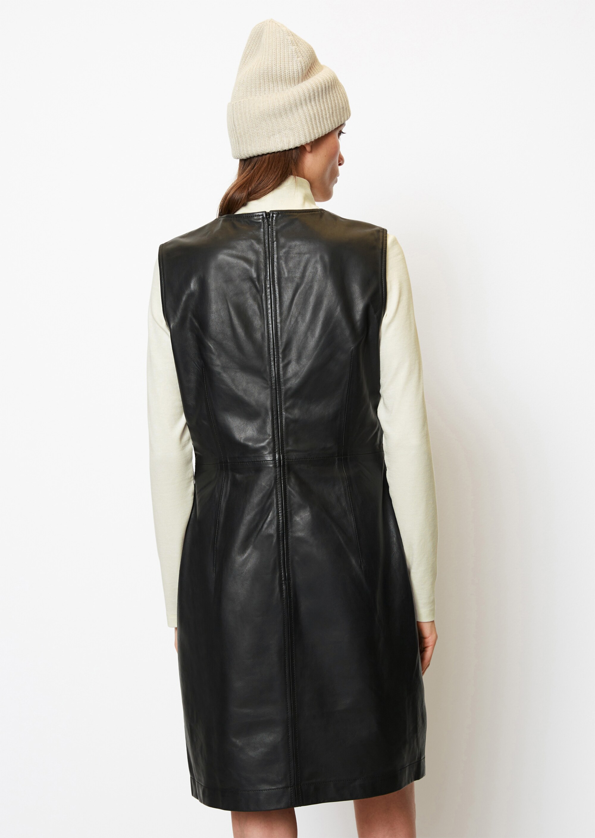 Leder-Etuikleid fittedaus softem Lamm-Nappa