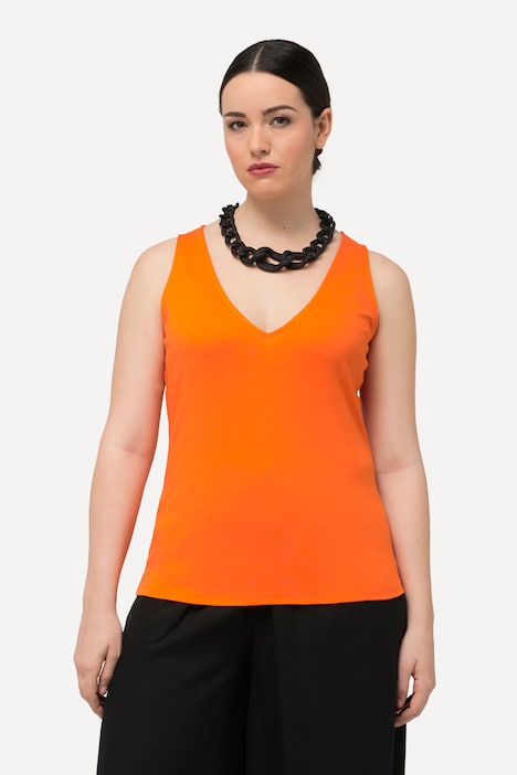 Top, Rippjersey, Slim, V-Ausschnitt, ärmellos