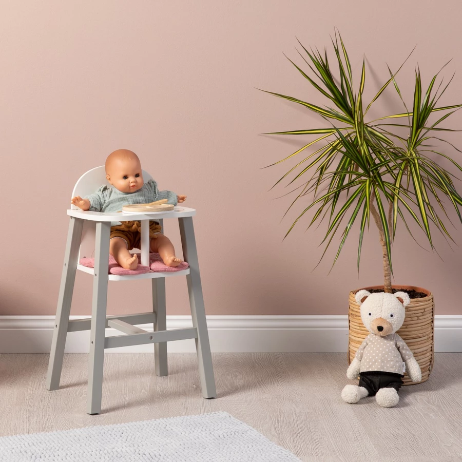 MUSTERKIND® Puppenhochstuhl Viola, grauweißaltrosa