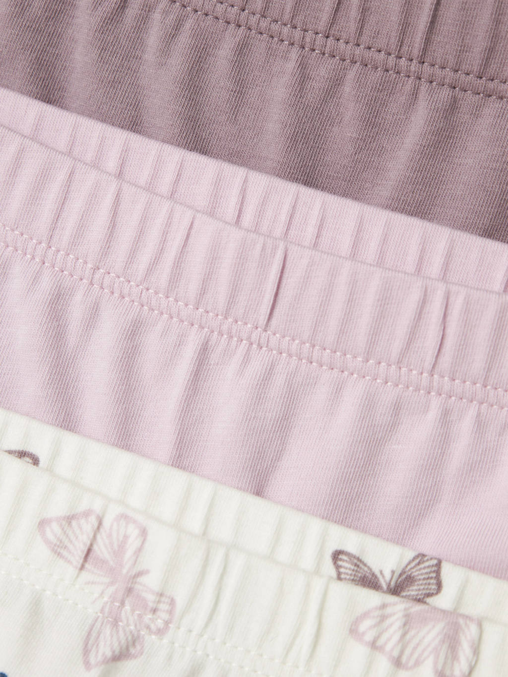 short - set van 3 met vlinders roze/mauve/ecru
