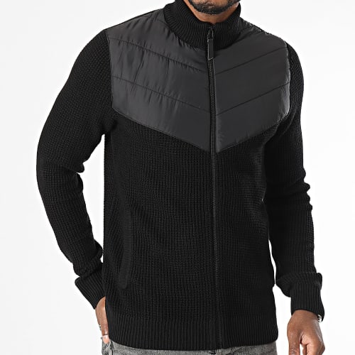 Veste Zippée Black Knit Hybrid Noir