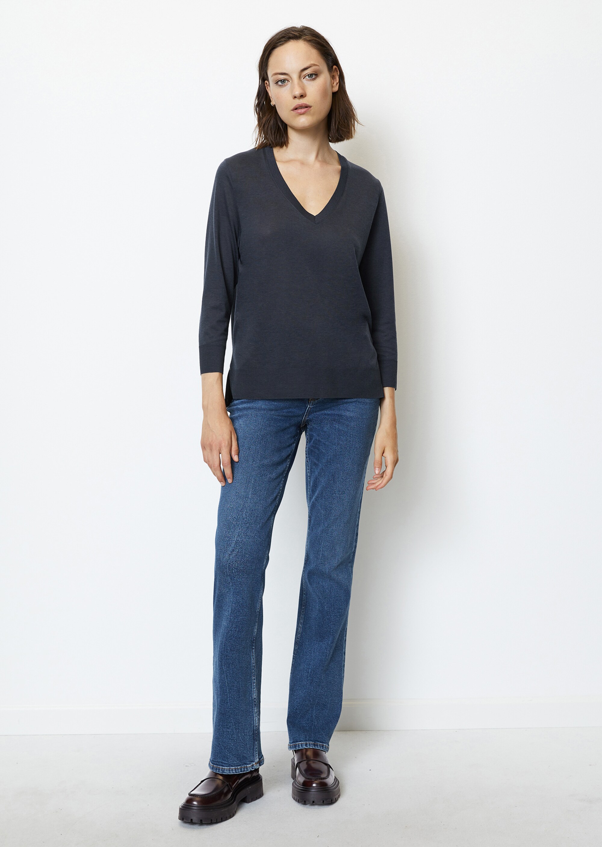 Luxury V-Neck-T-Shirt loose aus Tencel™ Lyocell-Baumwolle-Mix