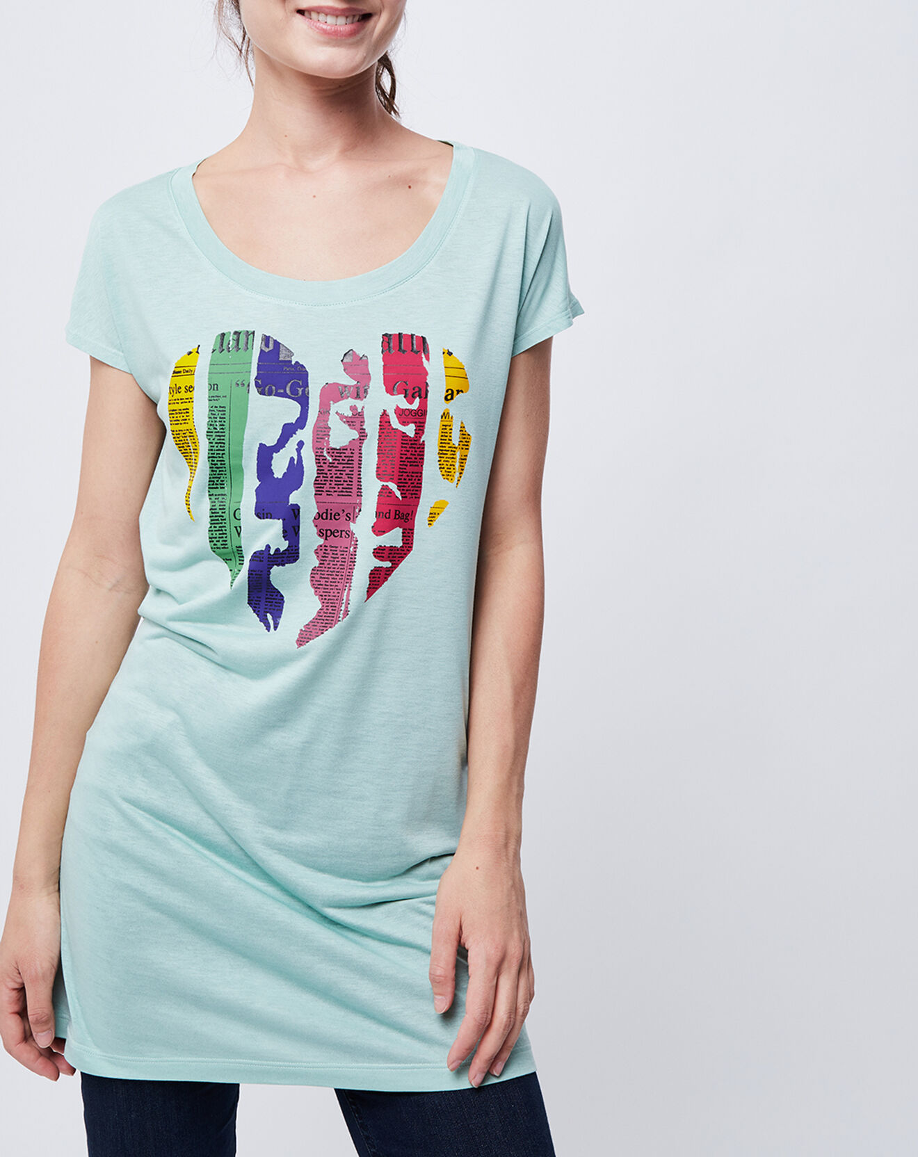 John Galliano T-Shirt imprimé vert d'eau/multicolore